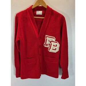 VTG AMF Red White Cardigan Sweater sz‎ 36 / SM Cheerleader Cheer Squad USA